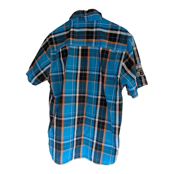 Vintage Men's Blue Plaid Short Sleeve Shirt. Size L. - Picture 2 of 6